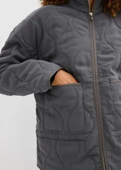 bonprix Jacken & Mäntel|Bekleidung·Hosen|Oversized Steppjacke schiefergrau washed
