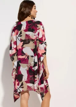 bonprix Strandmode|Kleider|Oversized Strandtunika beere graphisch