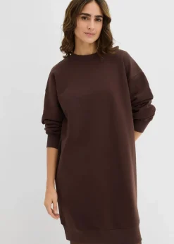 bonprix Kleider|Sweat|Oversized Sweatkleid dunkelbraun