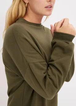 bonprix Kleider|Sweat|Oversized Sweatkleid dunkeloliv