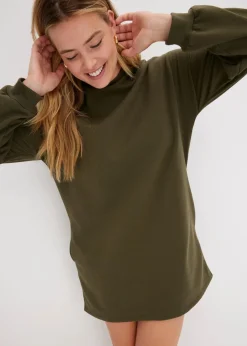 bonprix Kleider|Sweat|Oversized Sweatkleid dunkeloliv