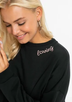 bonprix Bekleidung·Blusen & Tuniken|Bekleidung·Pullover & Strickjacken|Oversized Sweatkleid schwarz