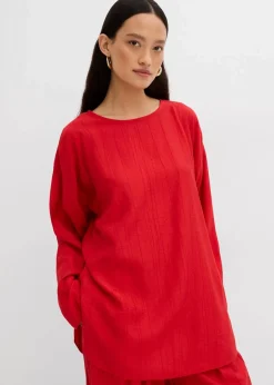 Oversized Tunikabluse aus strukturiertem Crinkle-Viskose-Mix|bonprix