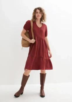 bonprix Kleider|Bekleidung·Pullover & Strickjacken|Oversized-Kleid aus Baumwoll-Musselin mandelbraun