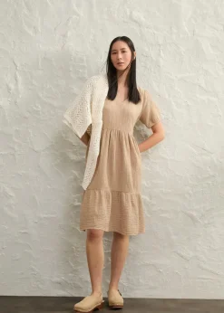 bonprix Bekleidung·Pullover & Strickjacken|Kleider|Oversized-Kleid aus Baumwoll-Musselin hellkhaki