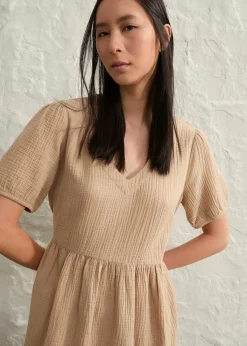 bonprix Bekleidung·Pullover & Strickjacken|Kleider|Oversized-Kleid aus Baumwoll-Musselin hellkhaki