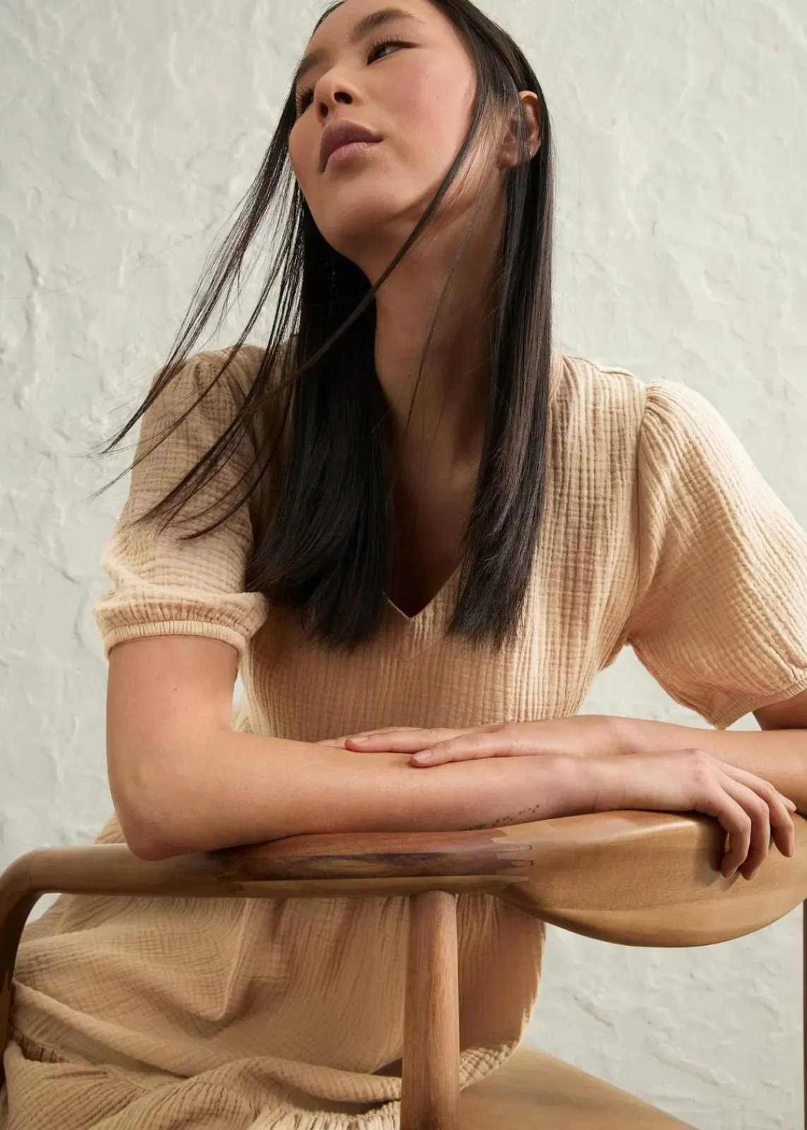 bonprix Bekleidung·Pullover & Strickjacken|Kleider|Oversized-Kleid aus Baumwoll-Musselin hellkhaki