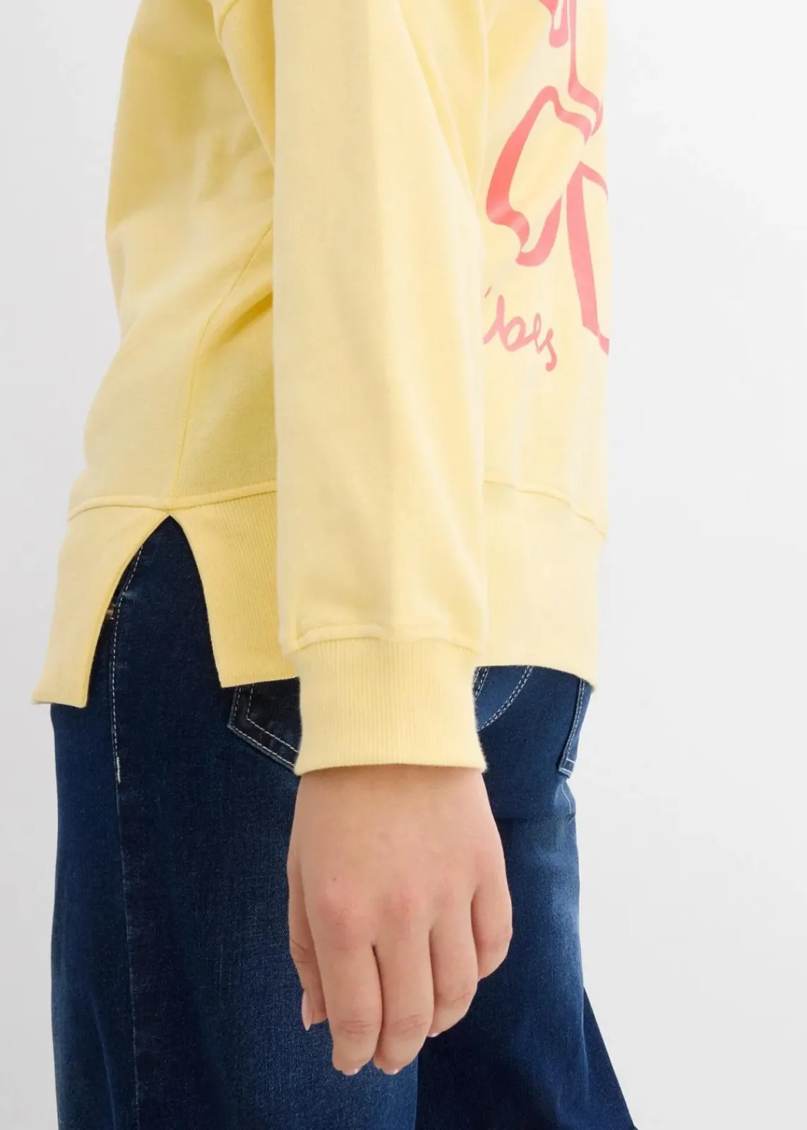 bonprix Sweat|Bekleidung·Blusen & Tuniken|Oversized-Sweatshirt aus Bio-Baumwolle hellgelb/helllachs