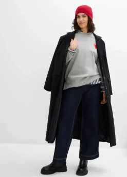 bonprix Bekleidung·Blusen & Tuniken|Sweat|Oversized-Sweatshirt aus Bio-Baumwolle hellgrau meliert/erdbeere