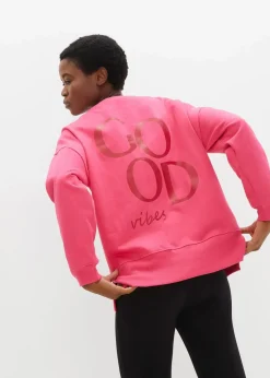 bonprix Sweat|Bekleidung·Blusen & Tuniken|Oversized-Sweatshirt aus Bio-Baumwolle dunkelpink/chillirot bedruckt