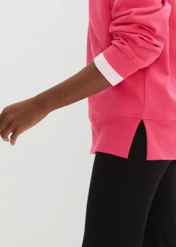 bonprix Sweat|Bekleidung·Blusen & Tuniken|Oversized-Sweatshirt aus Bio-Baumwolle dunkelpink/chillirot bedruckt