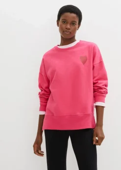 bonprix Sweat|Bekleidung·Blusen & Tuniken|Oversized-Sweatshirt aus Bio-Baumwolle dunkelpink/chillirot bedruckt