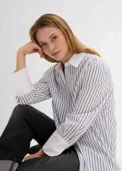 Oversize-Hemd aus reiner Baumwolle|bonprix Clearance