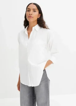 bonprix Bekleidung·Jacken & Mäntel|Blusen & Tuniken|Oversize-Hemd aus Baumwolle mit 3/4 Arm weiß