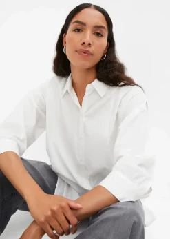 bonprix Bekleidung·Jacken & Mäntel|Blusen & Tuniken|Oversize-Hemd aus Baumwolle mit 3/4 Arm weiß