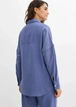 bonprix Blusen & Tuniken|Zweiteiler & Sets|Oversize-Hemd aus luftigem Musselin jeansblau