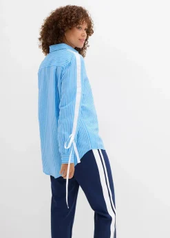 bonprix Bekleidung·Jacken & Mäntel|Nachhaltigere Materialien|Oversize-Hemd aus reiner Bio-Baumwolle mittelblau/weiß gestreift