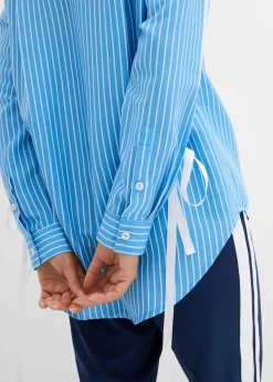 bonprix Bekleidung·Jacken & Mäntel|Nachhaltigere Materialien|Oversize-Hemd aus reiner Bio-Baumwolle mittelblau/weiß gestreift