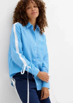 bonprix Bekleidung·Jacken & Mäntel|Nachhaltigere Materialien|Oversize-Hemd aus reiner Bio-Baumwolle mittelblau/weiß gestreift