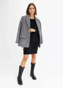 bonprix Bekleidung·Pullover & Strickjacken|Kleider|Oversize-Kleid in Strick schwarz