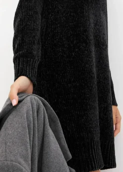 bonprix Bekleidung·Pullover & Strickjacken|Kleider|Oversize-Kleid in Strick schwarz