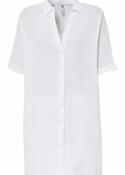 bonprix Bekleidung·Jacken & Mäntel|Blusen & Tuniken|Oversize-Longbluse aus softem Musselin weiß