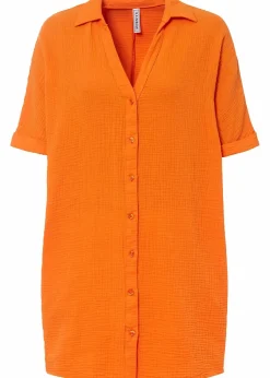 bonprix Blusen & Tuniken|Bekleidung·Jacken & Mäntel|Oversize-Longbluse aus softem Musselin kürbisorange