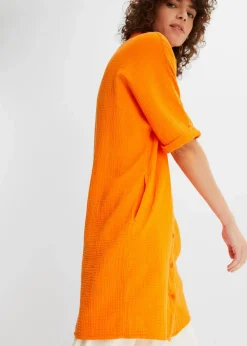 bonprix Blusen & Tuniken|Bekleidung·Jacken & Mäntel|Oversize-Longbluse aus softem Musselin kürbisorange