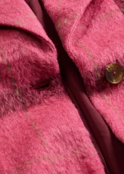 bonprix Bekleidung·Hosen|Jacken & Mäntel|Oversize-Mantel in Wolloptik pink/bordeaux kariert