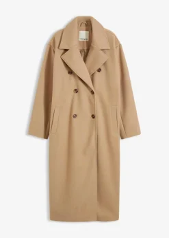 bonprix Bekleidung·Hosen|Jacken & Mäntel|Oversize-Mantel in Wolloptik hellkhaki meliert