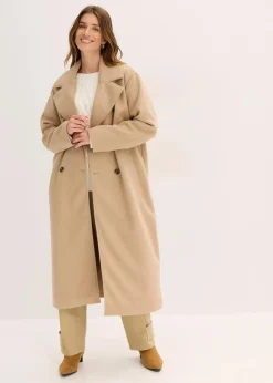bonprix Bekleidung·Hosen|Jacken & Mäntel|Oversize-Mantel in Wolloptik hellkhaki meliert