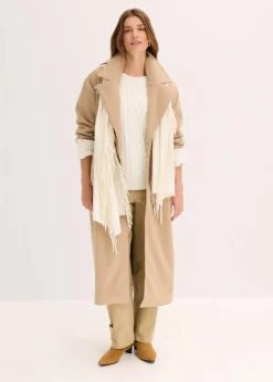 bonprix Bekleidung·Hosen|Jacken & Mäntel|Oversize-Mantel in Wolloptik hellkhaki meliert