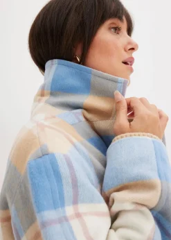 bonprix Bekleidung·Hosen|Jacken & Mäntel|Oversize-Mantel n Wolloptik brilliantblau/wollweiß/latte macchiato/rosenholz kariert