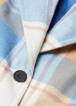 bonprix Bekleidung·Hosen|Jacken & Mäntel|Oversize-Mantel n Wolloptik brilliantblau/wollweiß/latte macchiato/rosenholz kariert