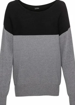 bonprix Bekleidung·Umstandsmode|Bekleidung·Jeans|Oversize-Pullover schwarz/grau meliert