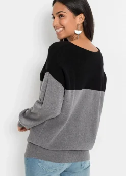 bonprix Bekleidung·Umstandsmode|Bekleidung·Jeans|Oversize-Pullover schwarz/grau meliert