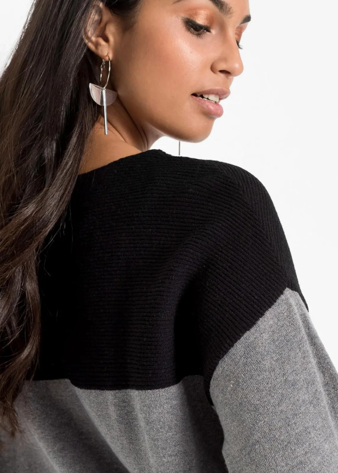 bonprix Bekleidung·Umstandsmode|Bekleidung·Jeans|Oversize-Pullover schwarz/grau meliert