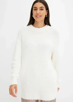 bonprix Bekleidung·Umstandsmode|Strickmode|Oversize-Pullover aus Flauschgarn wollweiß