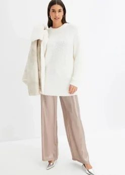 bonprix Bekleidung·Umstandsmode|Strickmode|Oversize-Pullover aus Flauschgarn wollweiß