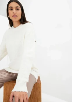 bonprix Bekleidung·Umstandsmode|Strickmode|Oversize-Pullover aus Flauschgarn wollweiß