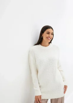 bonprix Bekleidung·Umstandsmode|Strickmode|Oversize-Pullover aus Flauschgarn wollweiß