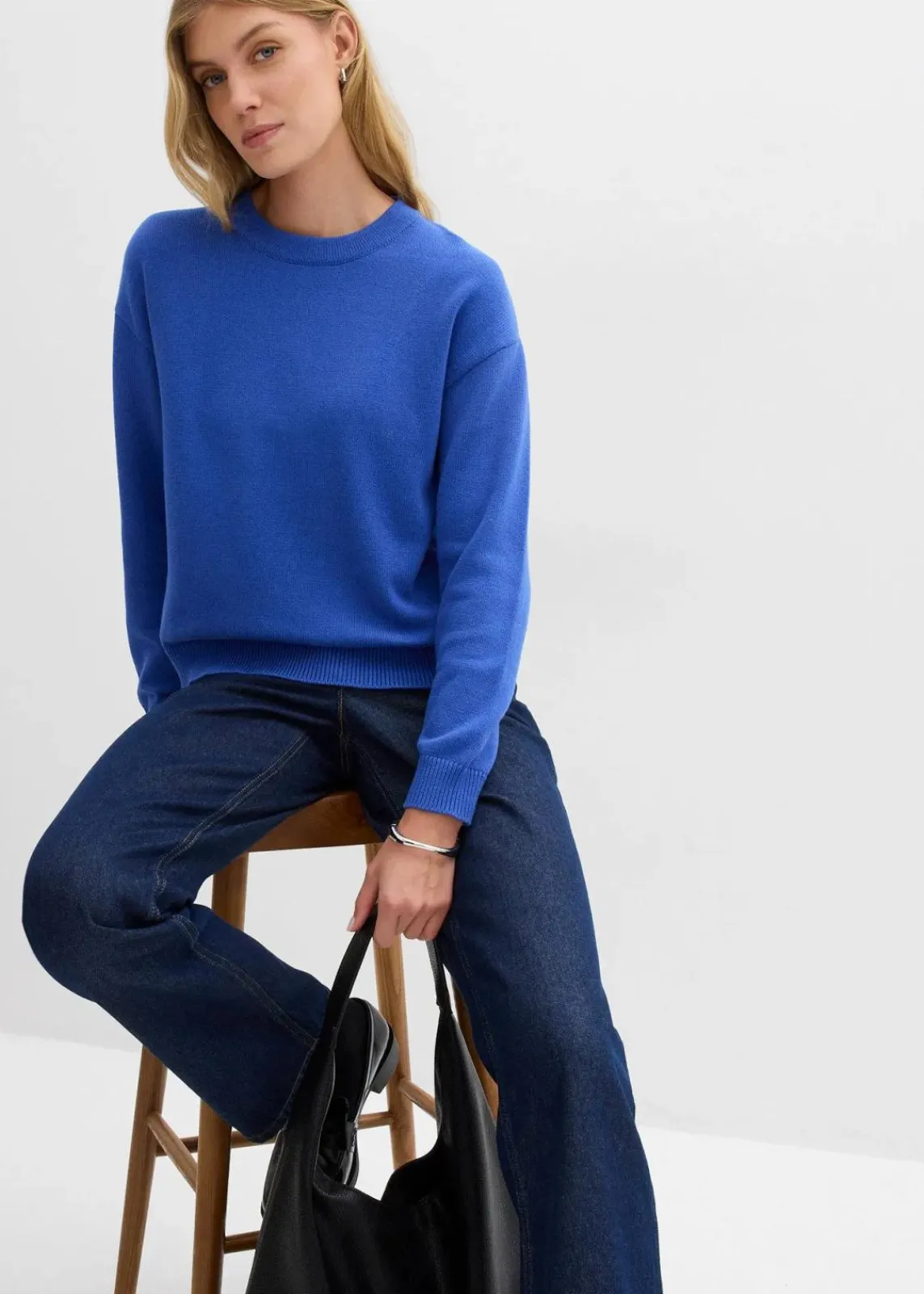 bonprix Bekleidung·Umstandsmode|Strickmode|Oversize-Pullover aus reiner Baumwolle edelsteinblau