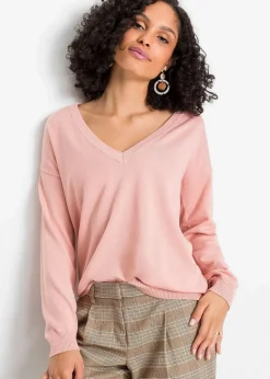 bonprix Pullover & Strickjacken|Bekleidung·Jeans|Oversize-Pullover aus Viskose- mix vintagerosa