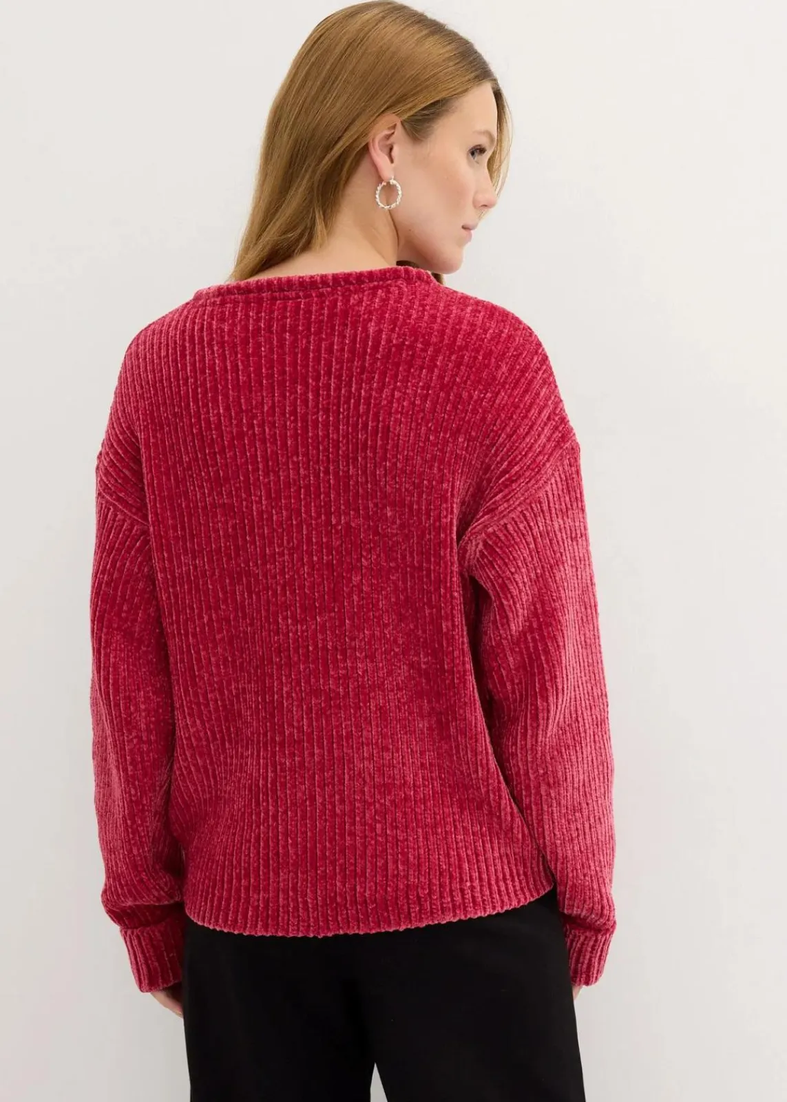 bonprix Strickmode|Nachhaltigere Materialien|Oversize-Pullover aus weichem Chenille beerenrot