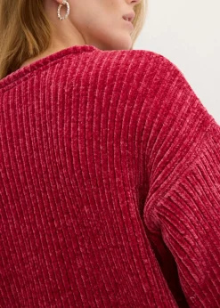 bonprix Strickmode|Nachhaltigere Materialien|Oversize-Pullover aus weichem Chenille beerenrot