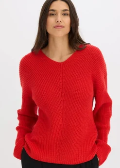 bonprix Bekleidung·Umstandsmode|Strickmode|Oversize-Pullover aus Woll-Mix lavarot