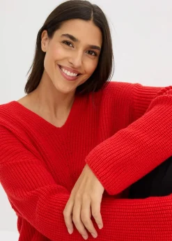 bonprix Bekleidung·Umstandsmode|Strickmode|Oversize-Pullover aus Woll-Mix lavarot