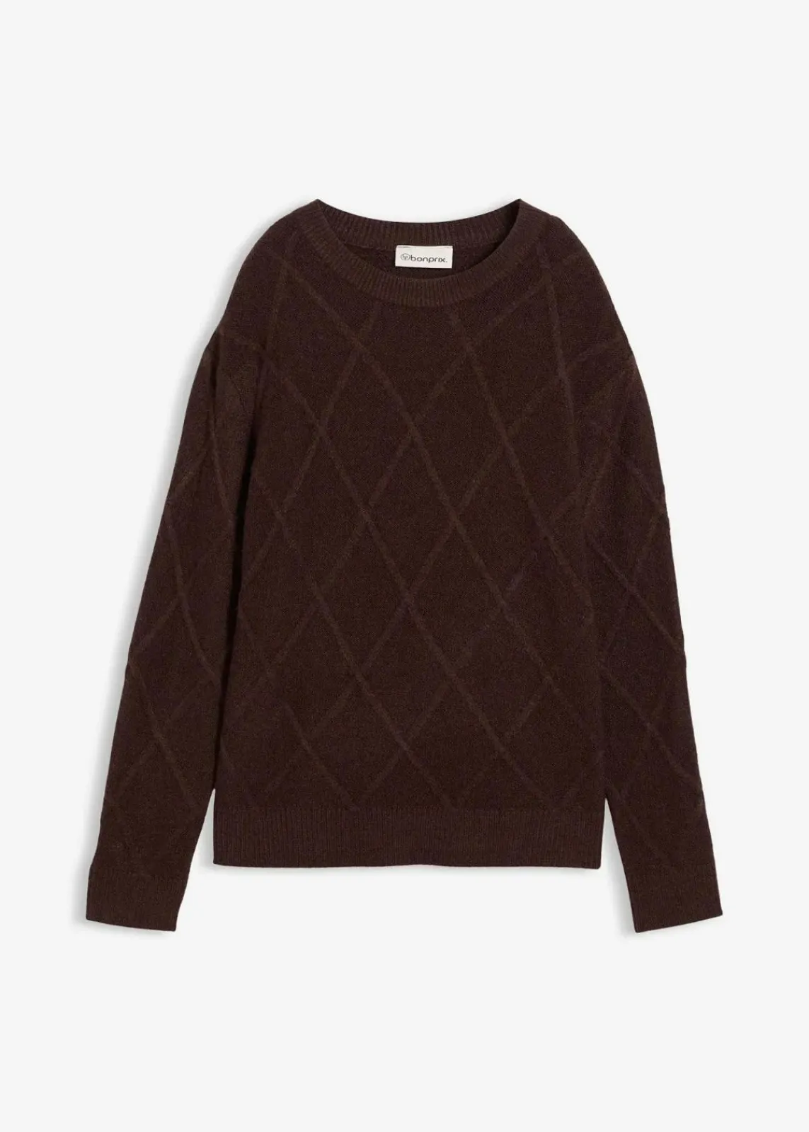 bonprix Bekleidung·Umstandsmode|Pullover & Strickjacken|Oversize-Pullover aus Zopfstrick dunkelbraun
