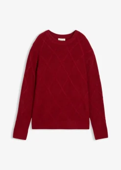 bonprix Bekleidung·Umstandsmode|Pullover & Strickjacken|Oversize-Pullover aus Zopfstrick abendrot