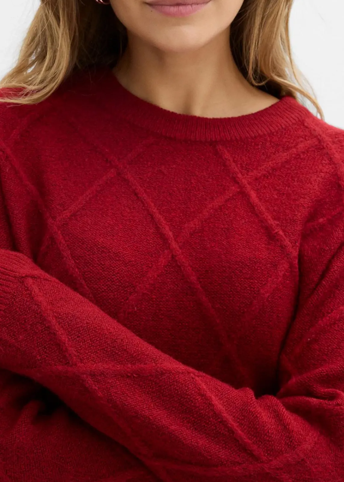 bonprix Bekleidung·Umstandsmode|Pullover & Strickjacken|Oversize-Pullover aus Zopfstrick abendrot